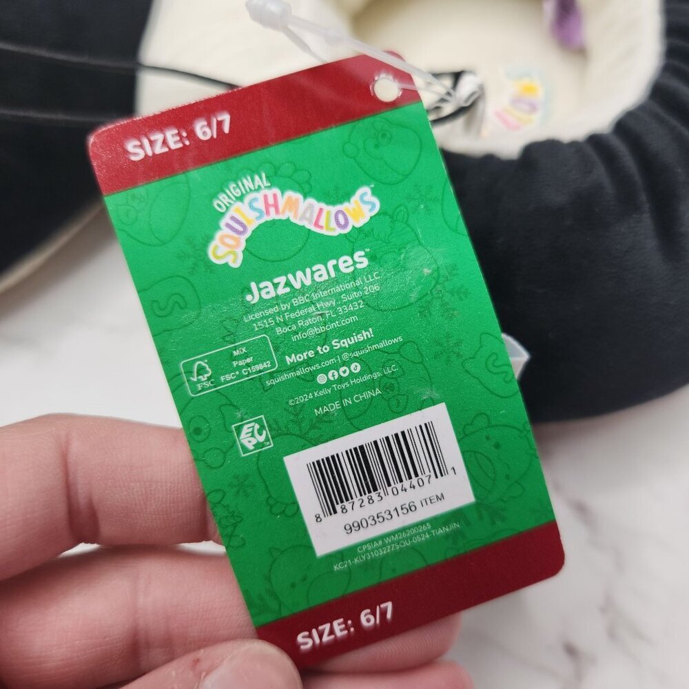 NWT Original Squishmallows Jazwares Christmas Slippers Cat Christmas Tree 6-7 - Picture 3 of 7